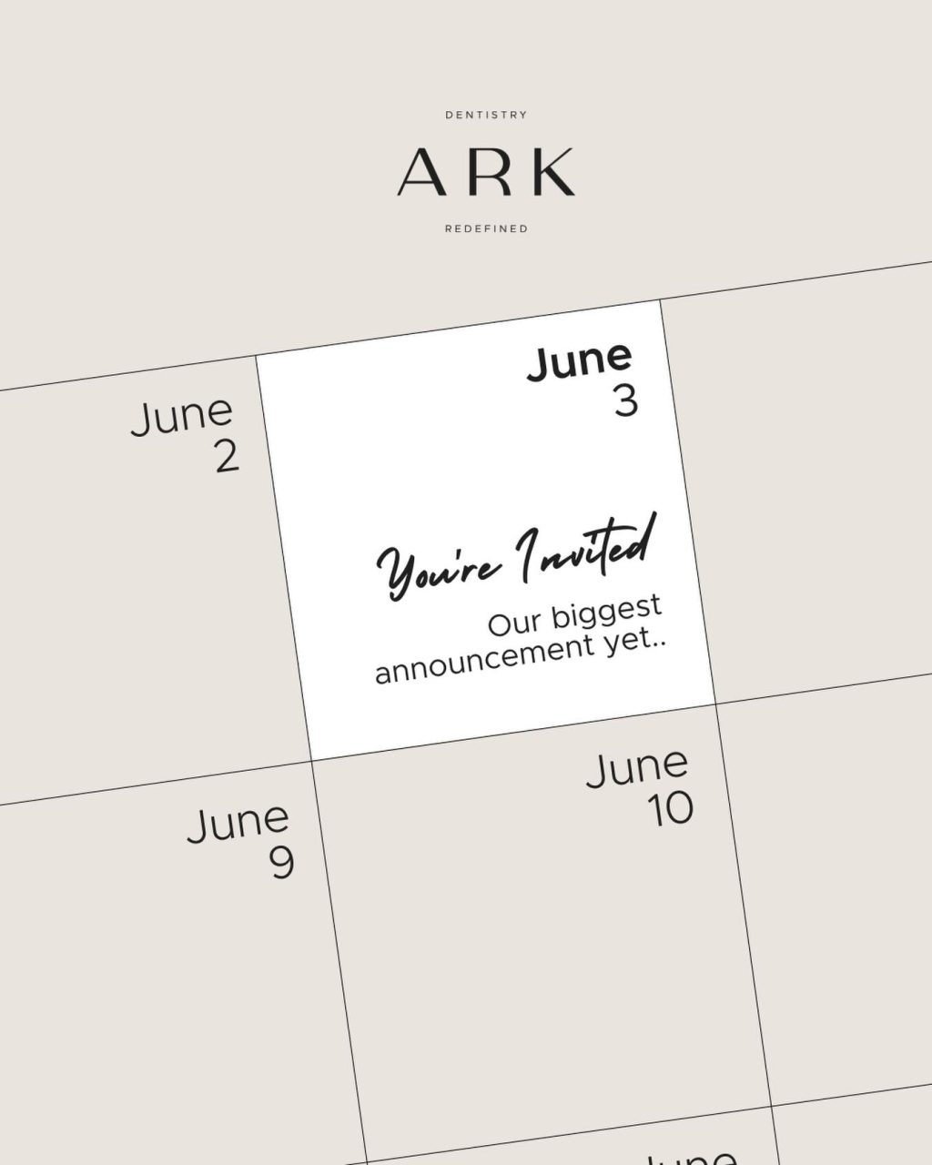 This is the announcement you’ve been waiting for… 👀✨

Our BIGGEST reveal yet lands 03.06.26 🤩
Set your alarms ⏰ and drop your guesses below… What do you think we’re up to?👇

#ArkDentistry #Announcement